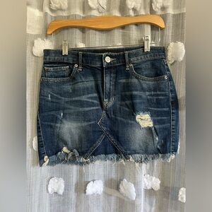 Express Distressed Blue Denim Mini Skirt